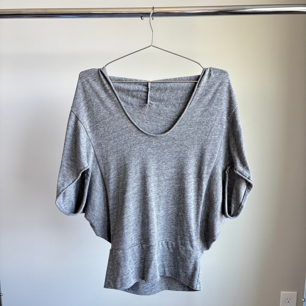 Fluxus Batwing Hooded Pullover Top One Size Draped Yoga Mom Y2K Workout Hoodie